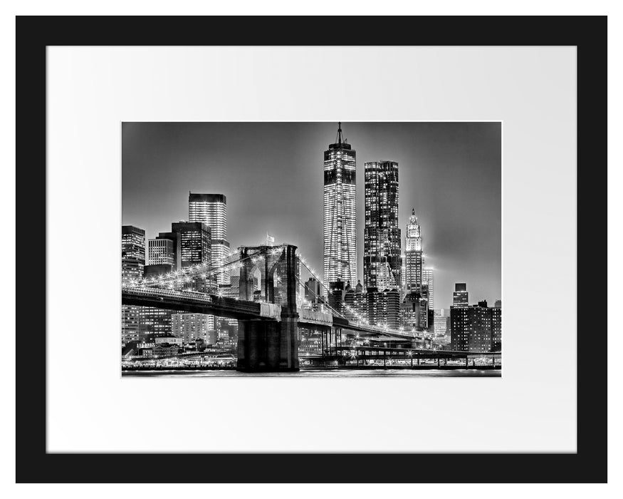 New York City, Skyline bei Nacht Passepartout 38x30