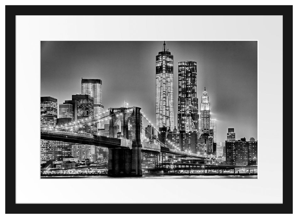 New York City, Skyline bei Nacht Passepartout 55x40