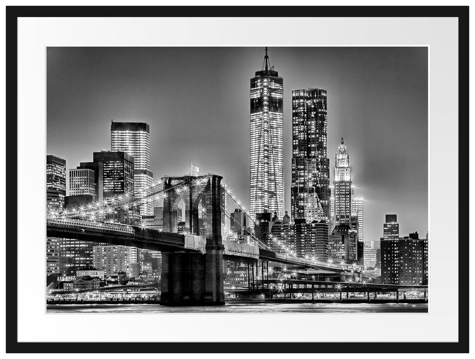 New York City, Skyline bei Nacht Passepartout 80x60