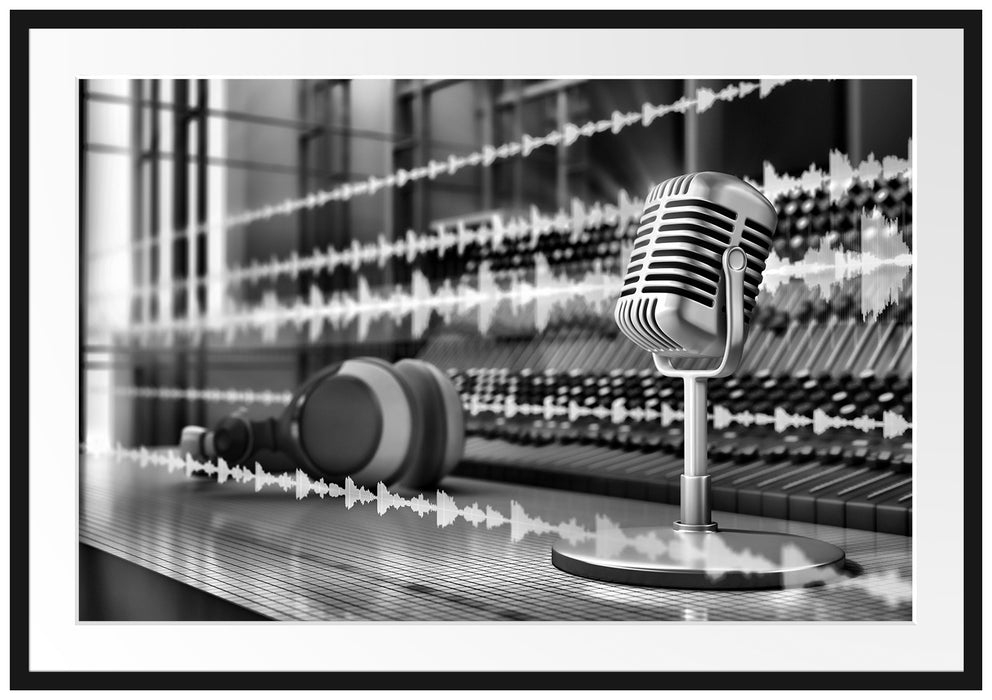 Pixxprint Musikstudio, im Galerie-Passepartout Bilderrahmen