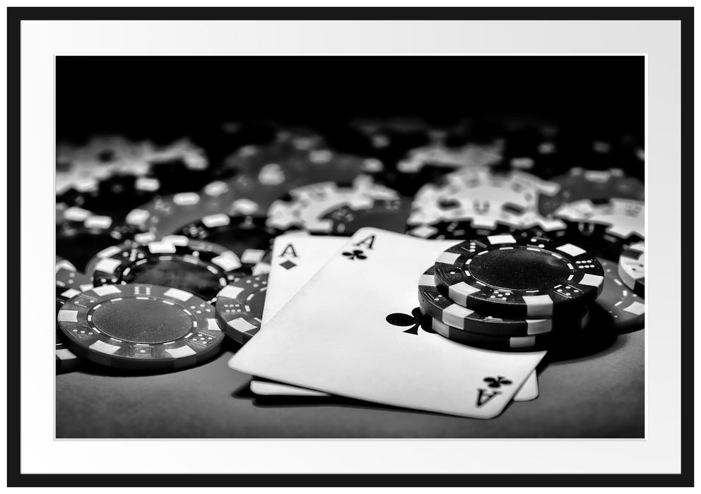 Pixxprint Spielkarten, im Galerie-Passepartout Bilderrahmen