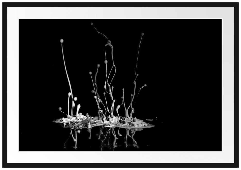 Pixxprint Dark Farbspritzer, im Galerie-Passepartout Bilderrahmen