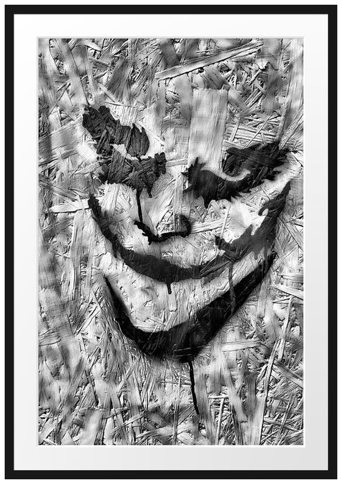 Pixxprint Böser Clown Gesicht, im Galerie-Passepartout Bilderrahmen