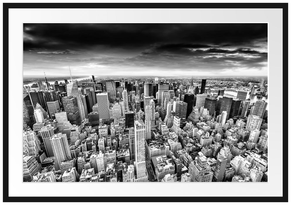 Pixxprint Skyline New York, im Galerie-Passepartout Bilderrahmen