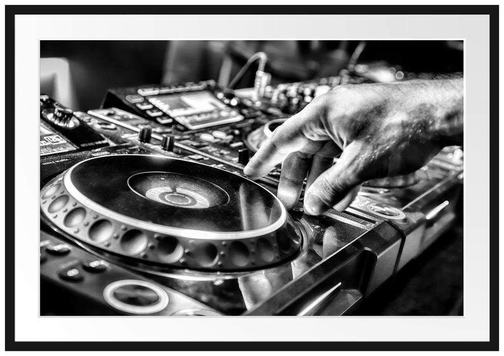 Pixxprint DJ Plattenteller, Cool Music, im Galerie-Passepartout Bilderrahmen