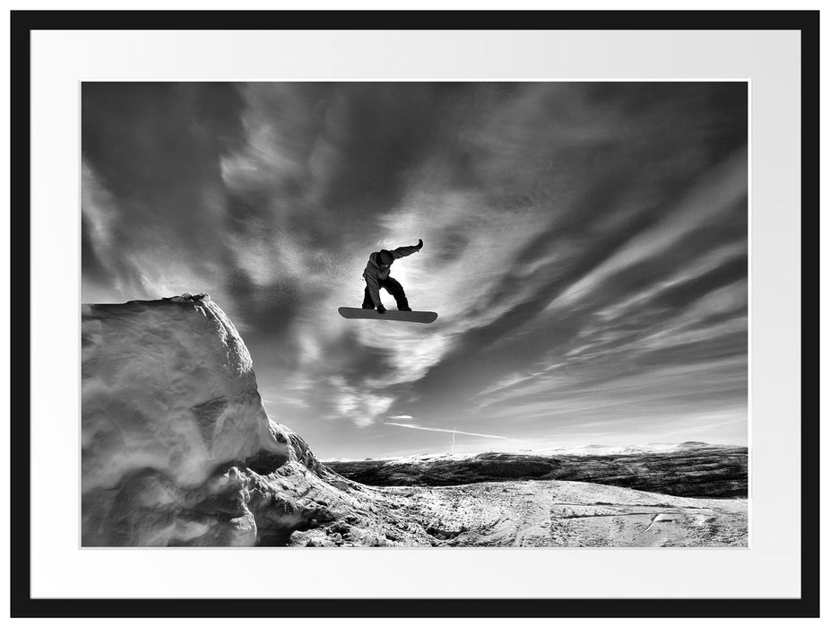Snowboard Sprung, Extremsport Passepartout 80x60