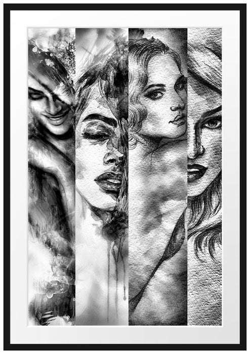 Pixxprint Haar Frisuren, im Galerie-Passepartout Bilderrahmen