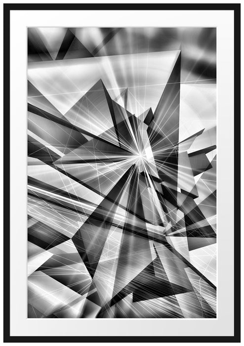 Pixxprint Abstrakt grünes Eis, im Galerie-Passepartout Bilderrahmen