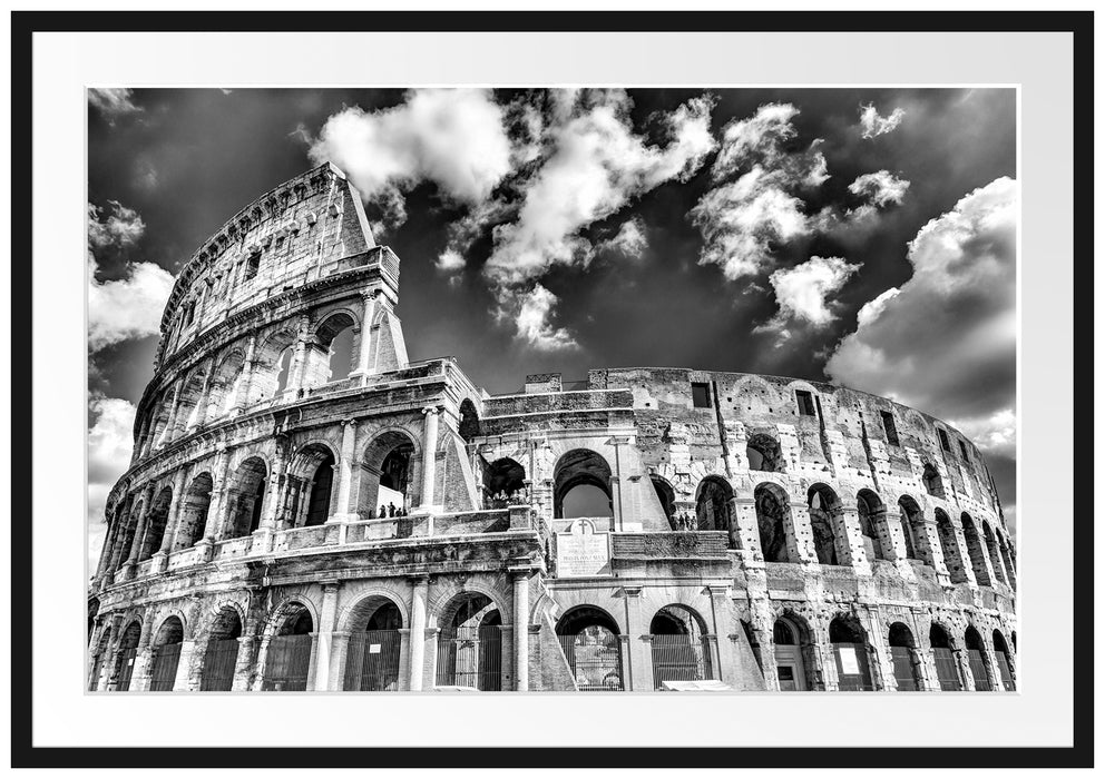 Pixxprint Colosseum bei Tag in Rom, im Galerie-Passepartout Bilderrahmen