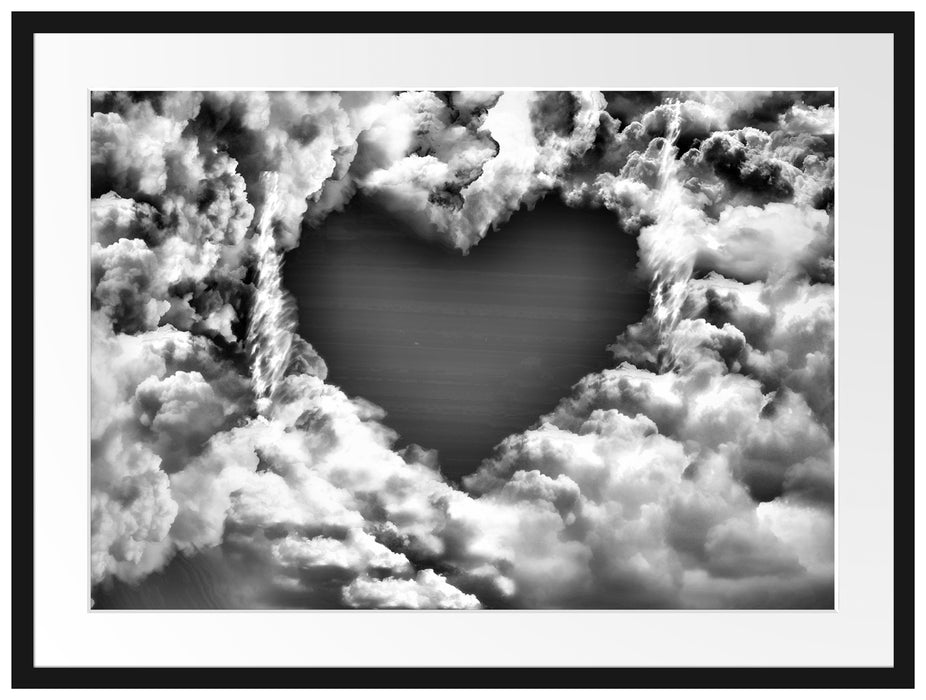 Romantisches Herz in den Wolken Passepartout 80x60