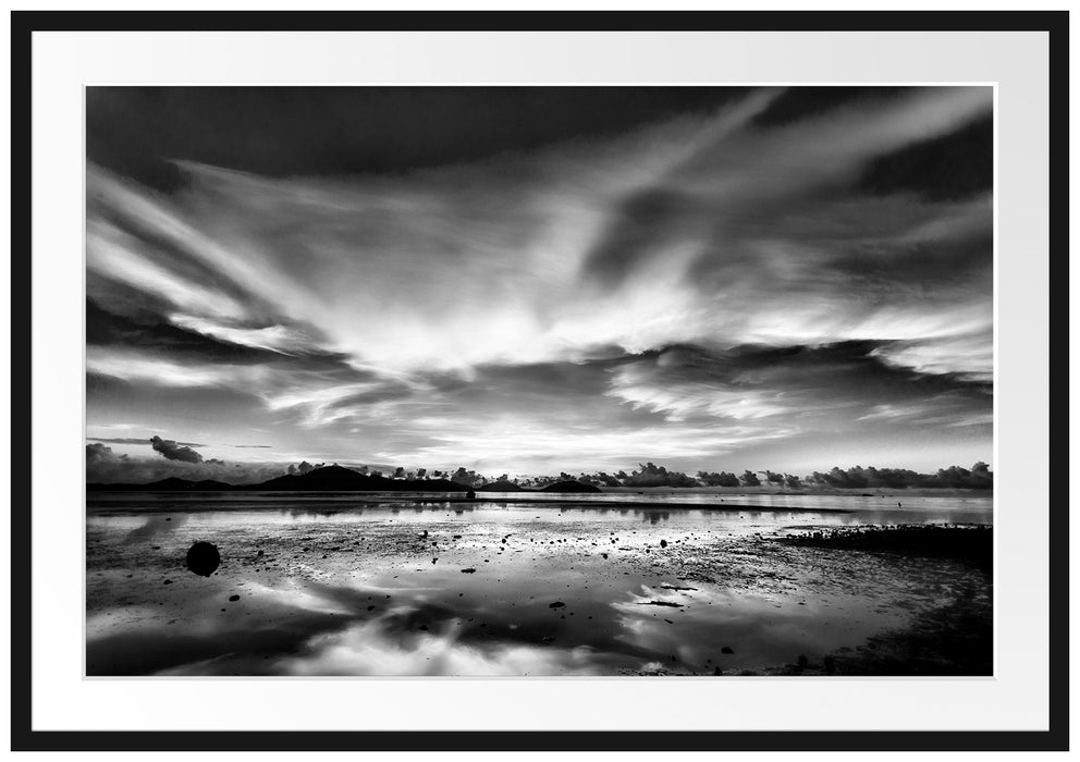 Pixxprint Wunderschöne Seelandschaft, im Galerie-Passepartout Bilderrahmen