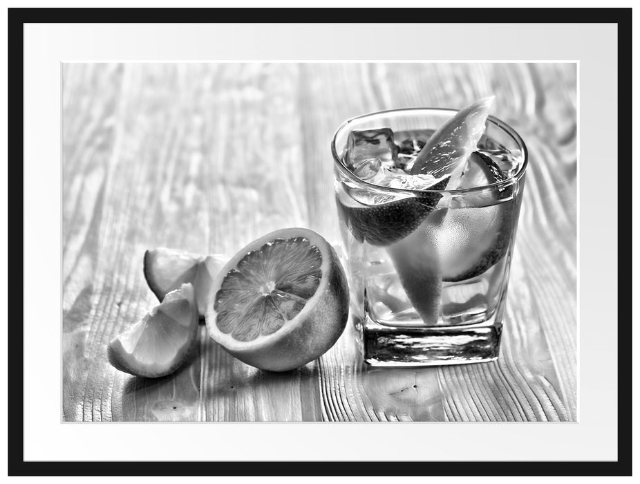 Gin Tonic Shot mit Zitronen Passepartout 80x60