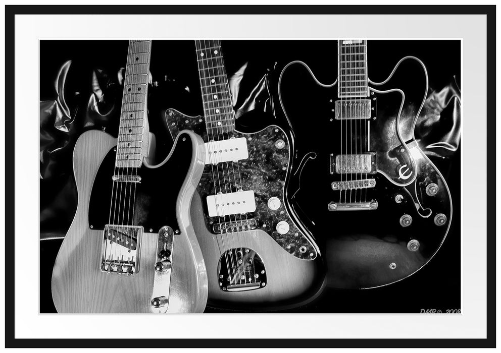 Pixxprint elegante E-Gitarren, im Galerie-Passepartout Bilderrahmen