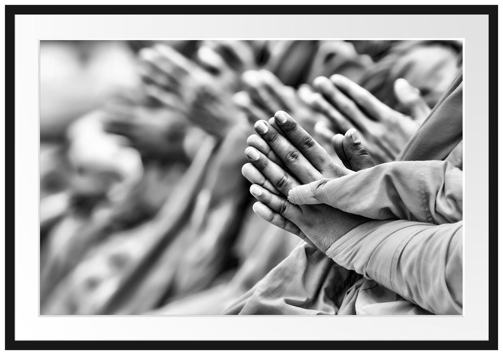 Pixxprint Mönche in Tibet, im Galerie-Passepartout Bilderrahmen