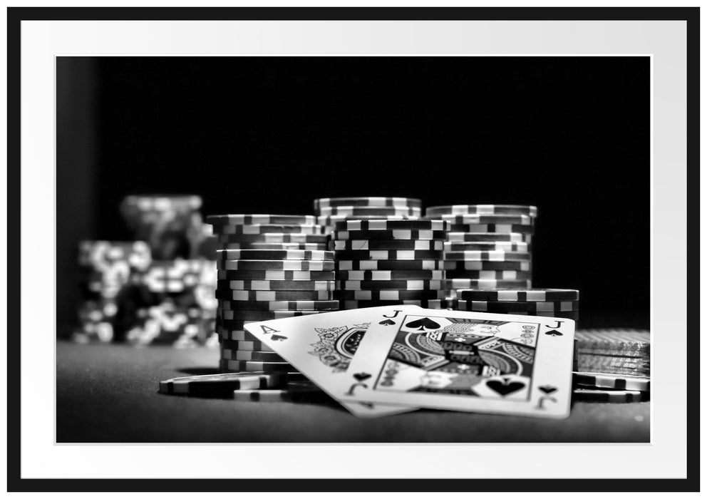 Pixxprint Pokertisch Las Vegas, im Galerie-Passepartout Bilderrahmen