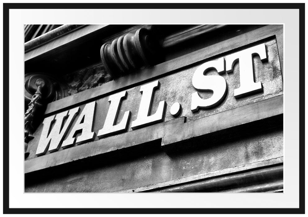 Pixxprint Wall Street in New York, im Galerie-Passepartout Bilderrahmen