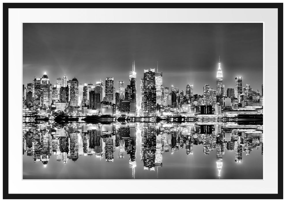 Pixxprint Manhattan Skyline, im Galerie-Passepartout Bilderrahmen