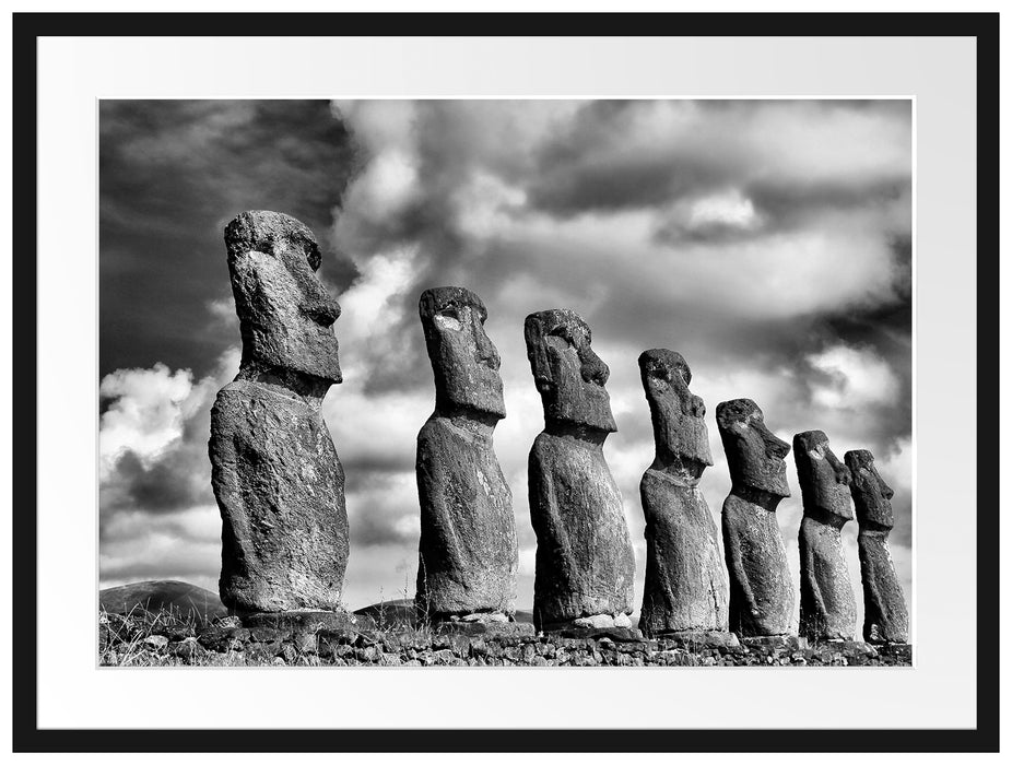 Moai Statuen auf den Osterinseln Passepartout 80x60