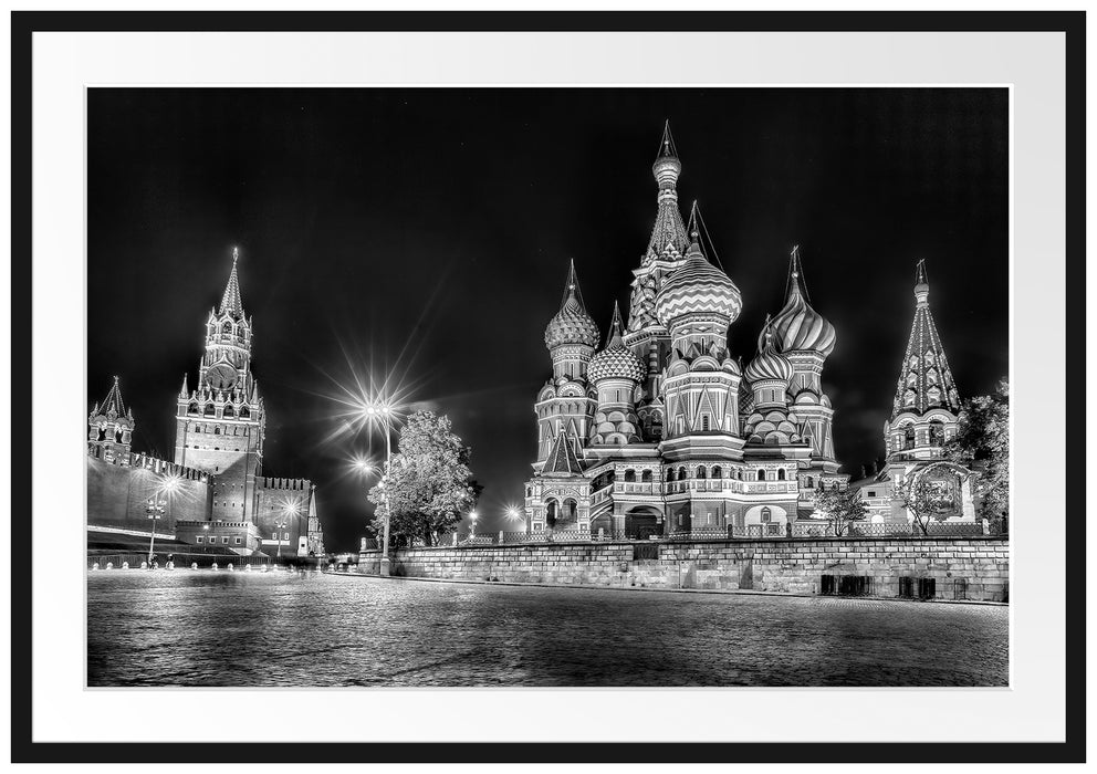Pixxprint Basilius Kathedrale in Moskau, im Galerie-Passepartout Bilderrahmen