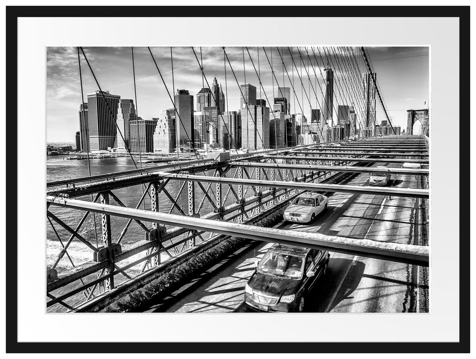 Gelbes Taxi in New York auf Brücke Passepartout 80x60