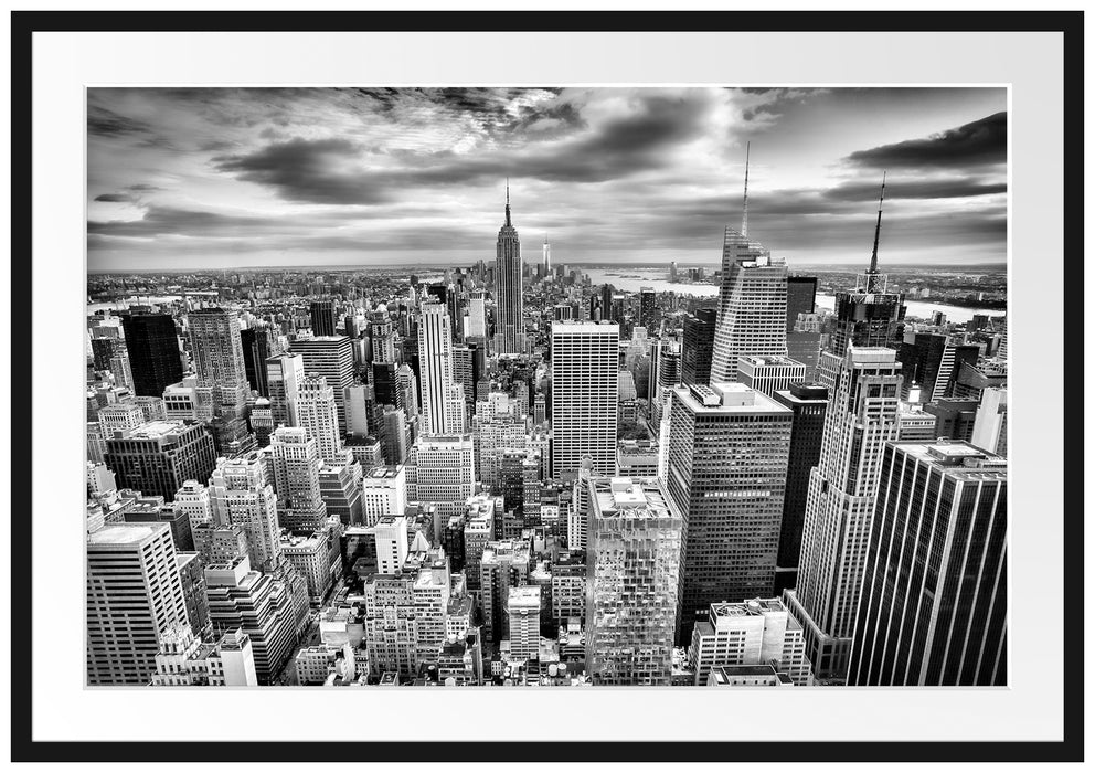 Pixxprint Skyline von New York, im Galerie-Passepartout Bilderrahmen