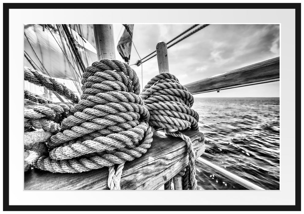 Pixxprint Tau auf einem Schiff, im Galerie-Passepartout Bilderrahmen