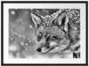 Fuchs im Schnee Passepartout 80x60