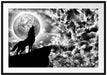 Wolf heult den Mond an Passepartout 100x70