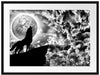 Wolf heult den Mond an Passepartout 80x60