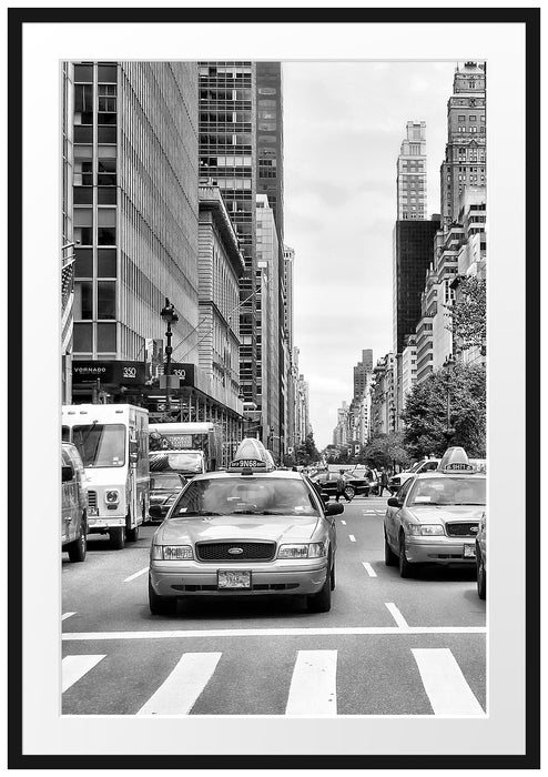 Pixxprint Taxi in New York City, im Galerie-Passepartout Bilderrahmen