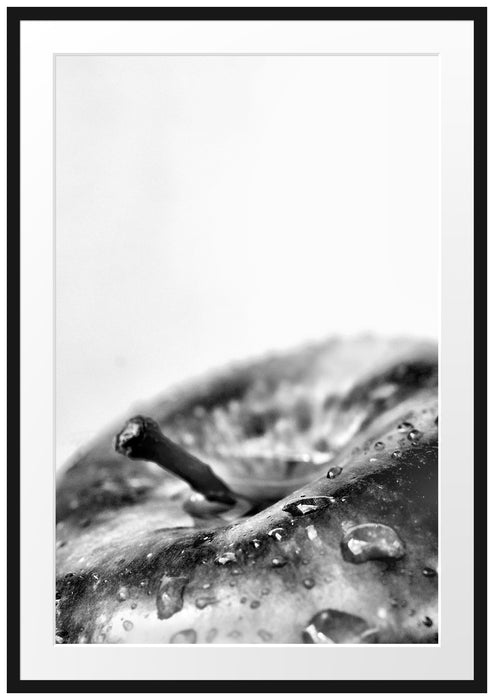 Pixxprint Tropfen auf Apfel, im Galerie-Passepartout Bilderrahmen