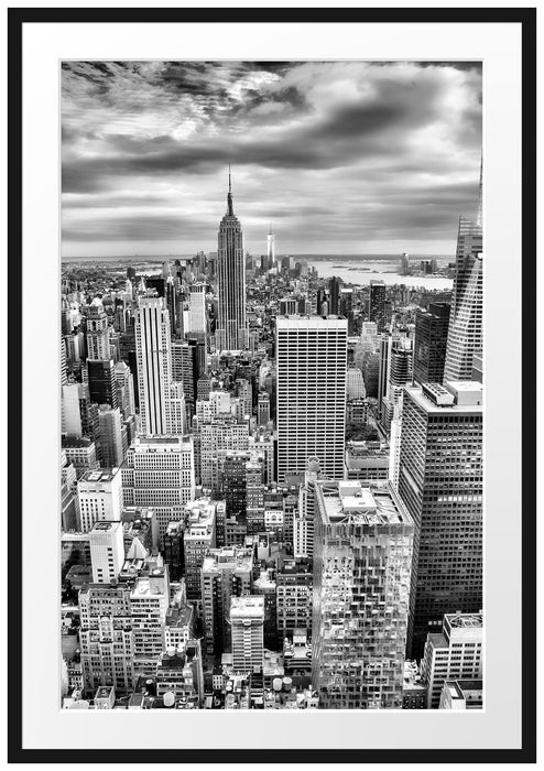 Pixxprint Skyline von New York, im Galerie-Passepartout Bilderrahmen