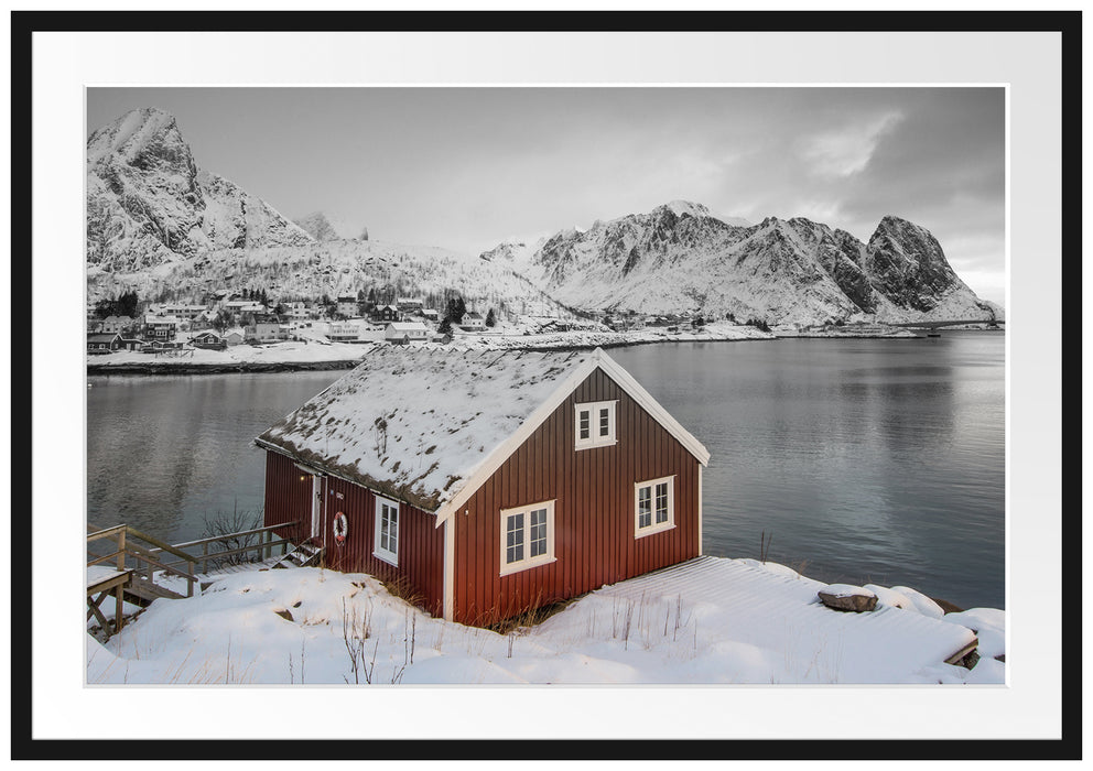 Pixxprint Fischerhaus, im Galerie-Passepartout Bilderrahmen