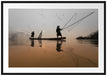 Fischer beim Angeln in Thailand Passepartout 100x70