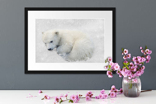 Eisbär im Schnee Passepartout Wohnzimmer