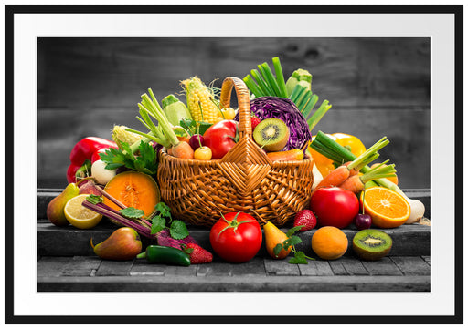 Frisches Obst und Gemüse im Korb Passepartout 100x70
