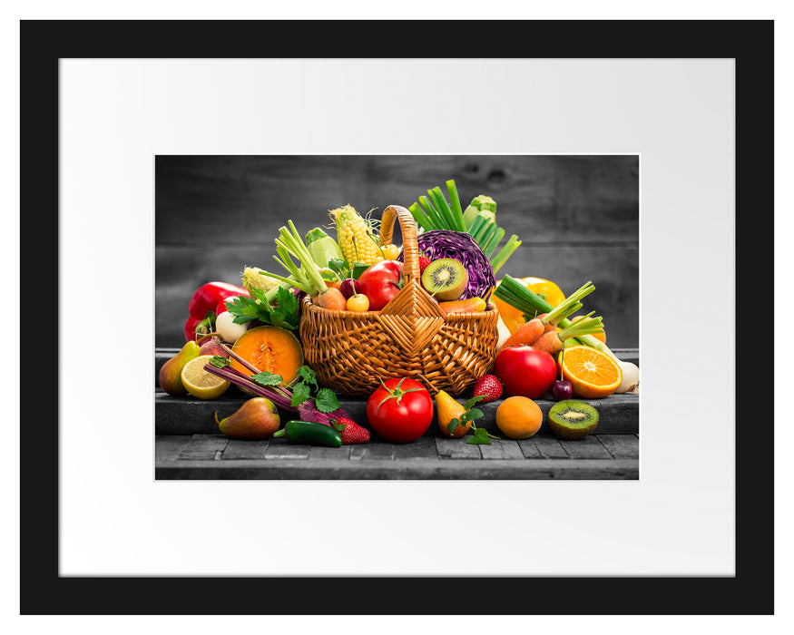 Frisches Obst und Gemüse im Korb Passepartout 38x30