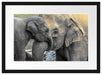 Elefantenmutter mit Kalb Passepartout 55x40
