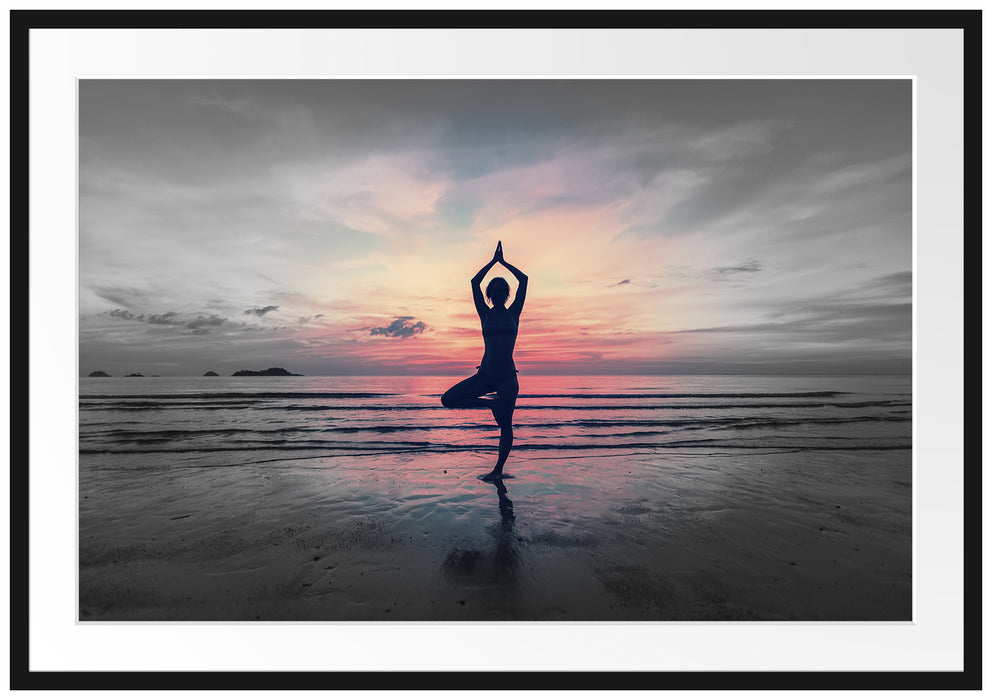 Yoga am Strand Passepartout 100x70