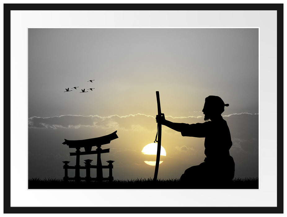 Samurai-Meister vor Horizont Passepartout 80x60
