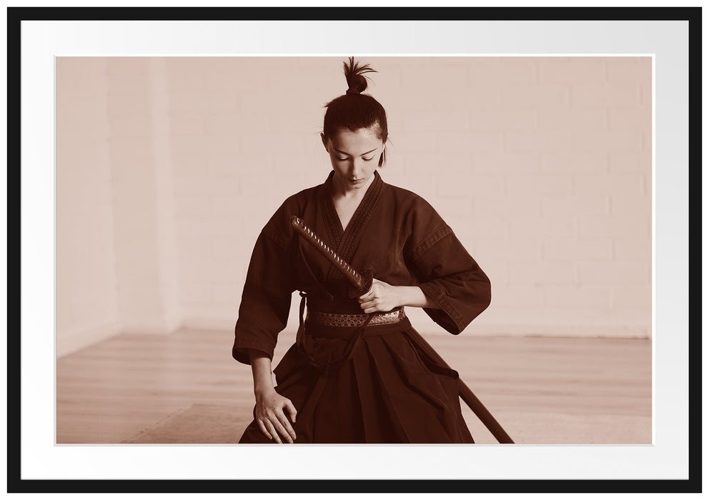 stolze Samurai-Kriegerin Passepartout 100x70