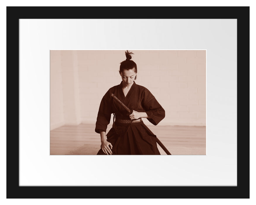stolze Samurai-Kriegerin Passepartout 38x30