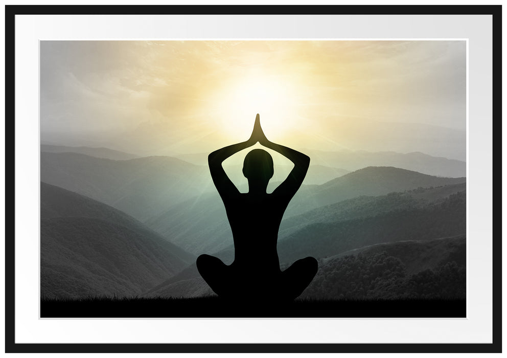 Pixxprint Yoga und Meditation, im Galerie-Passepartout Bilderrahmen