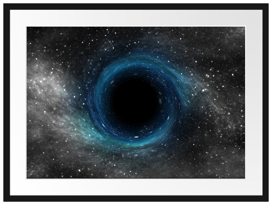 Schwarzes Loch im Weltall Passepartout 80x60