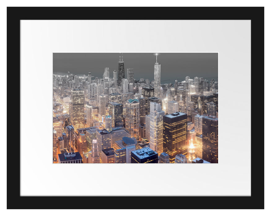 Luftaufnahme Chicago Passepartout 38x30