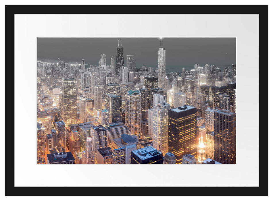 Luftaufnahme Chicago Passepartout 55x40