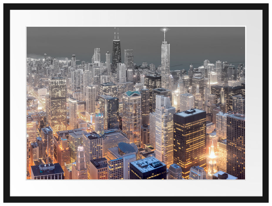 Luftaufnahme Chicago Passepartout 80x60