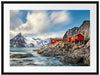 Einsames rotes Haus am Meer in Norwegen Passepartout Rechteckig 80