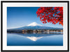Berg Fujiyama mit herbstlich rotem Baum Passepartout Rechteckig 80