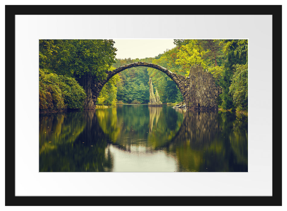 Rakotz-Brücke Kromlau Reflexion Passepartout Rechteckig 40